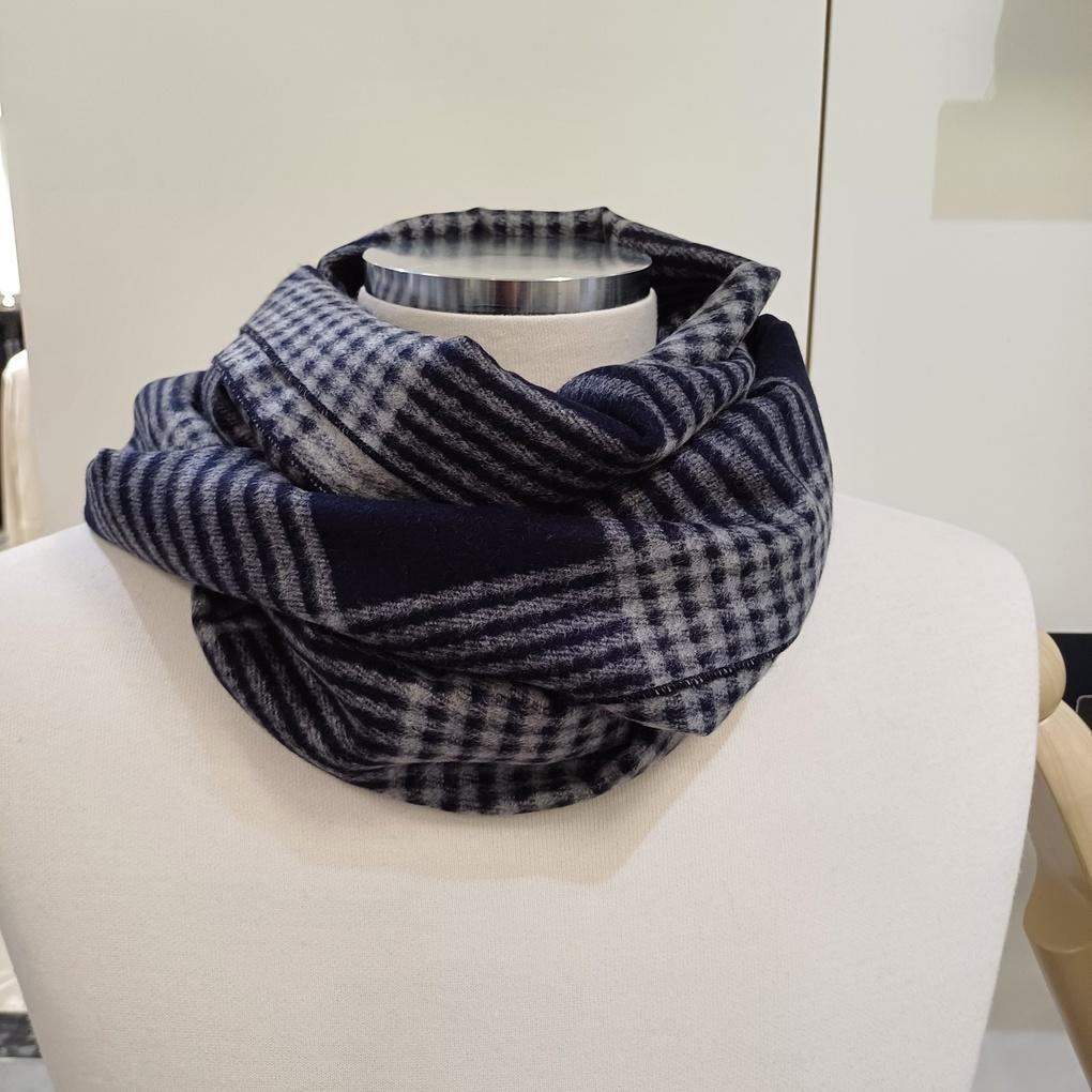 Men's Rayon Blend Big Check Navy Muffler RO4C042 _New Core Ilsan Branch