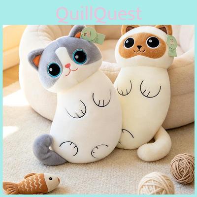 Cute Siamese Cat Plush Pillow With Pp Cotton Filled Soft Toy For Kid And Teens