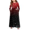 Girls' Maxi Dress - Long Sleeve Pocket Dress Christmas Day