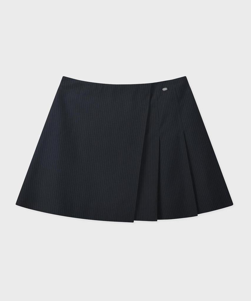 Pallet Half Pleated Wrap Skirt Striped Navy