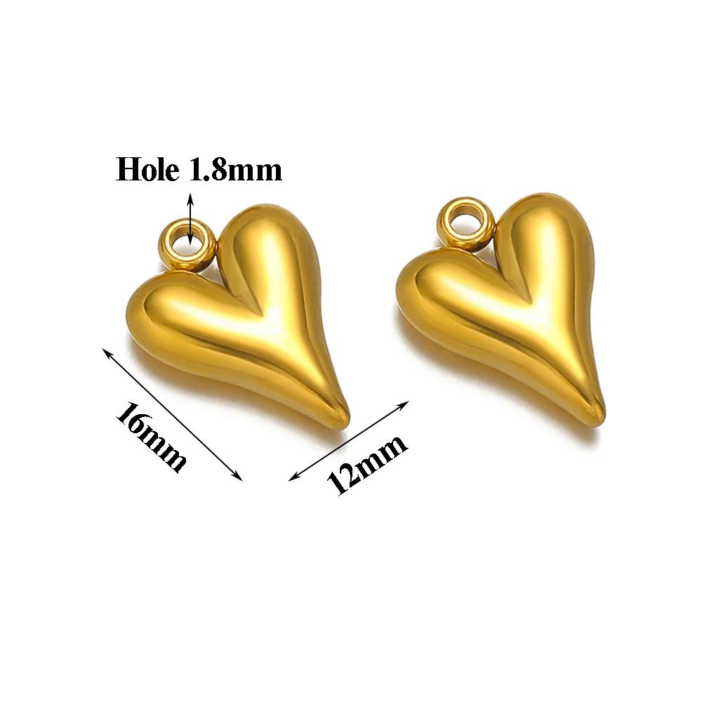 5pcs Stainless Steel Big Hole Heart Charms Pendants for DIY Jewelry Findings Women Necklace Bracelets Supplies Earrings Making