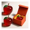 Crystal Craft Lucky Apple Figurine, Increases Financial Luck, Good Luck Goods, Interior Object, Set of 2 [Red]