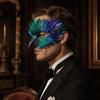 Plastic Feather Masque Bird Masquerade Masque, Iridescent Half Face Comfortable for Festivals with 3D Beak Halloween Costume, Cosplay Party