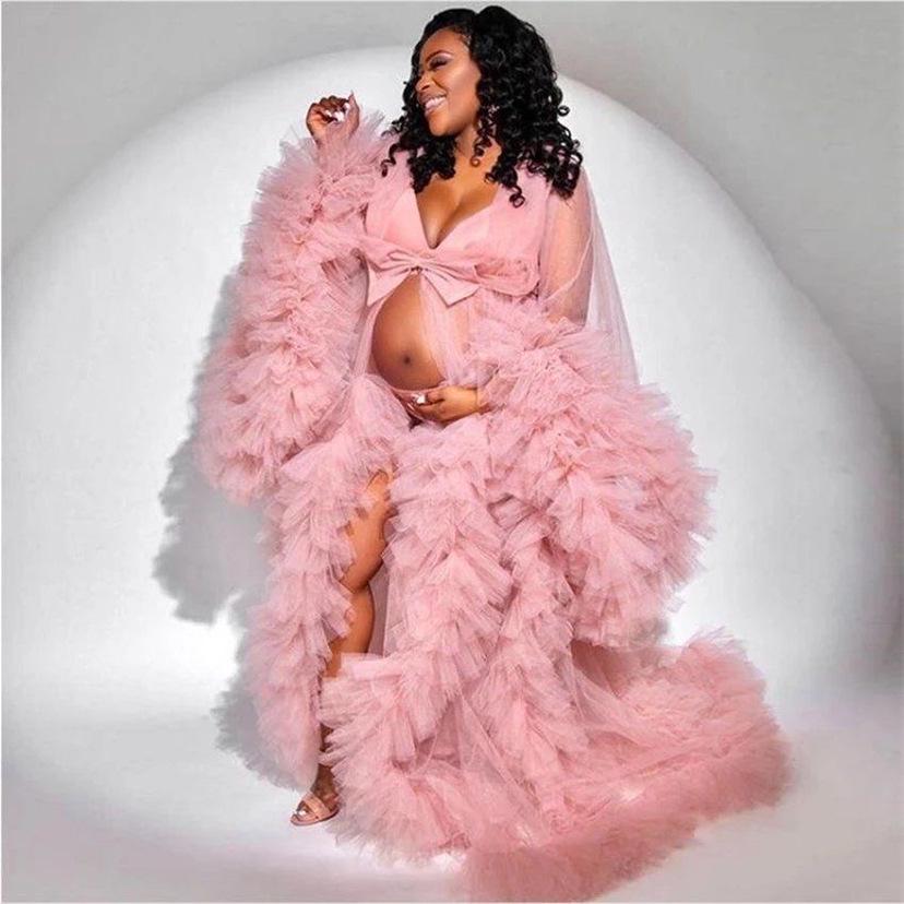 Versatile Maternity Photoshoot Mesh Robe: Sexy, Fashionable, Multiple Colors