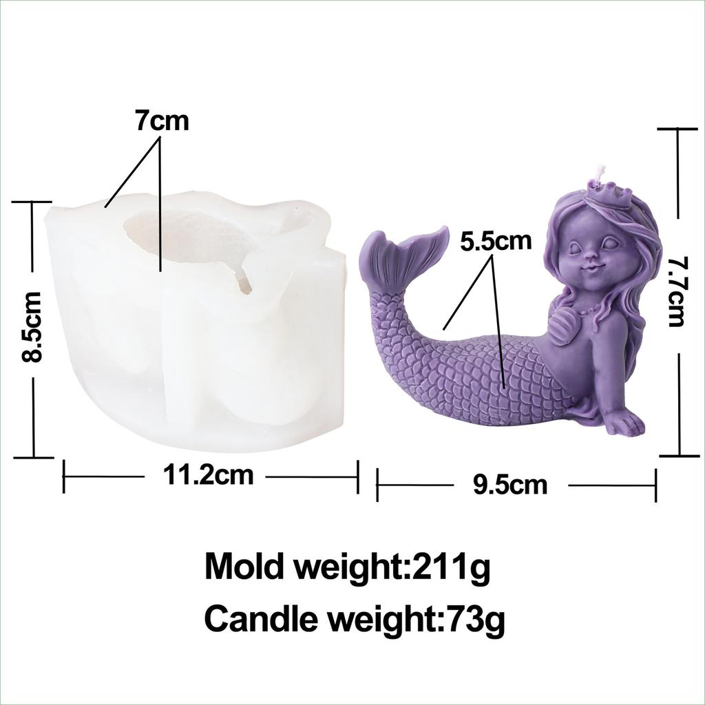 Mermaid Princess Candle Silicone Mold DIY Handmade 3D Ocean Plaster Epoxy Resin Mould Gypsum Molds Desktop Decoration