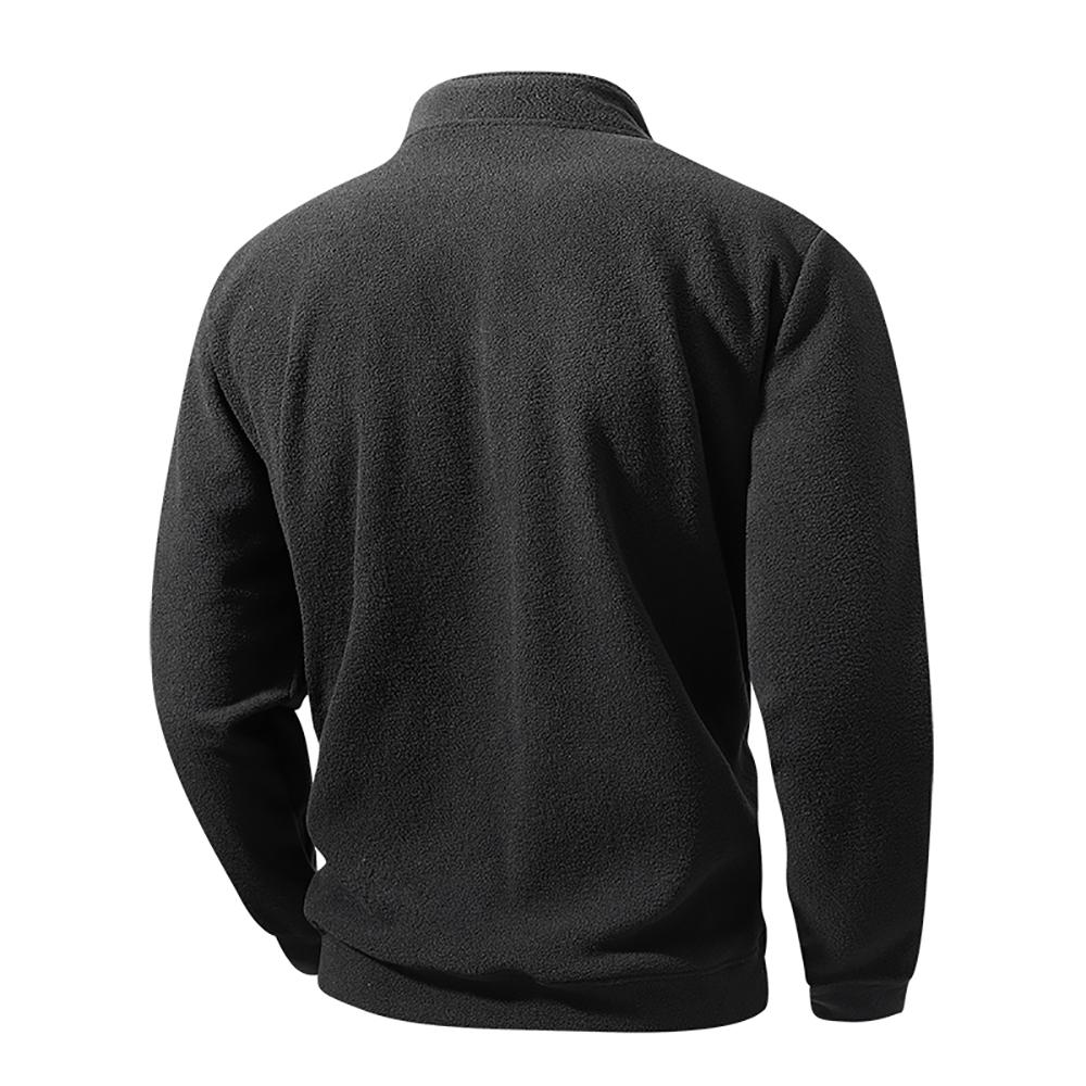 Men's New Fashion Solid Color Half Zipper Hooded Sweatshirt Fleece Long Sleeve Casual Loose Outdoor Warm Breathable