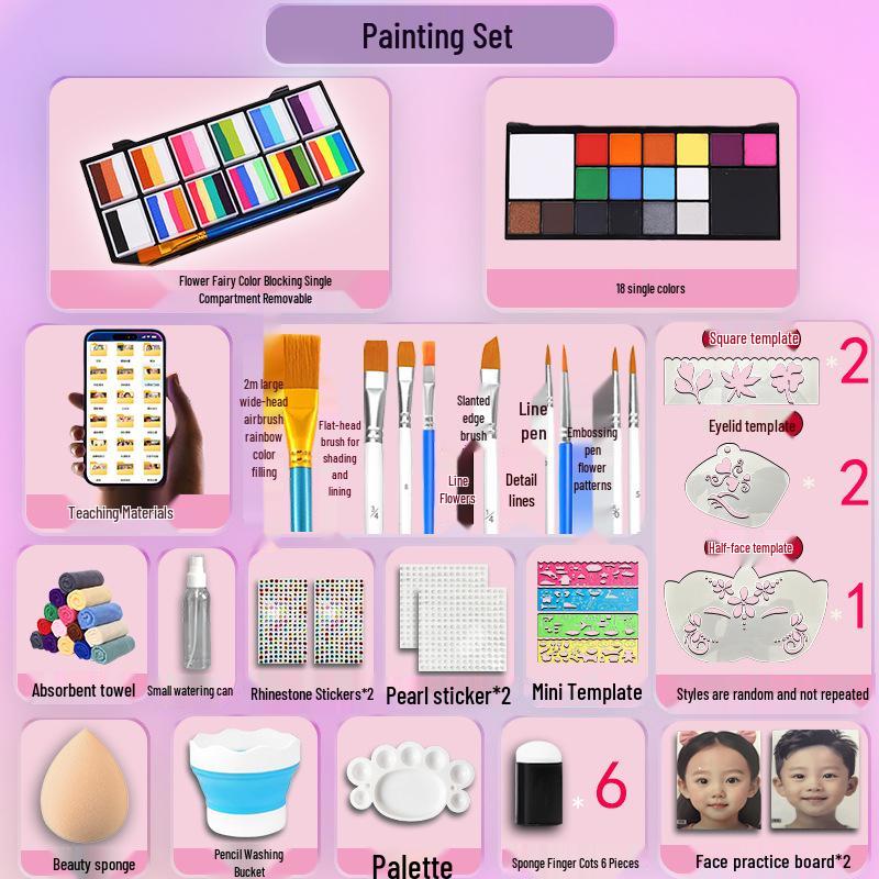 MengHui 12-Color Kids' Face Paint Set - Water-Soluble Body & Stage Makeup