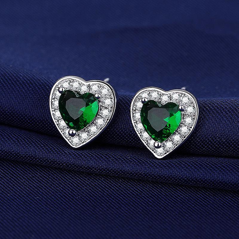 European and American Hot-Selling Heart-Shaped Earrings with Simulated Diamond Zircon