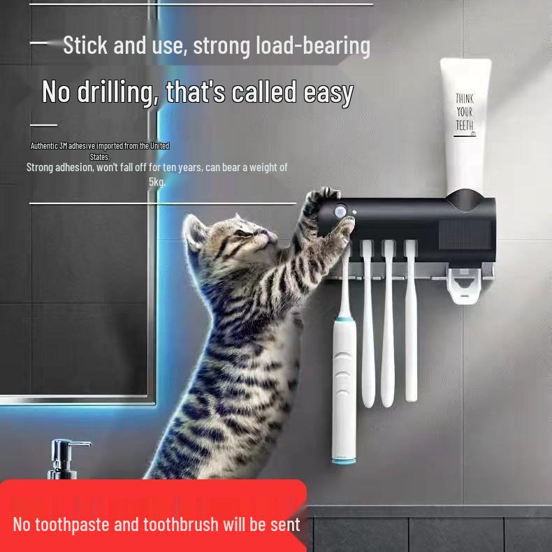 Smart UV Toothbrush Sterilizer & Dispenser with Storage Rack