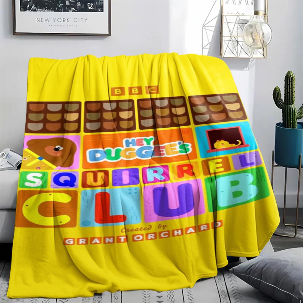 1PC Hey Duggee Patterned Flannel Blanket Suitable For All Seasons for Home Decor Warmth and Comfort Gifts Holiday Present