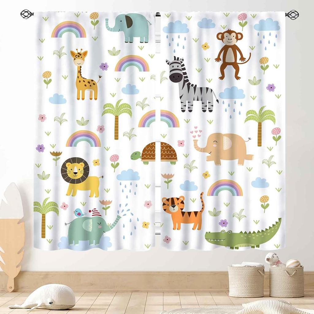 Pastel Rainbow Curtains, Kids Girls Baby Boho Cute Inspirational Motivational Quotes Rainbow Colorful Window Drapery for Bedroom