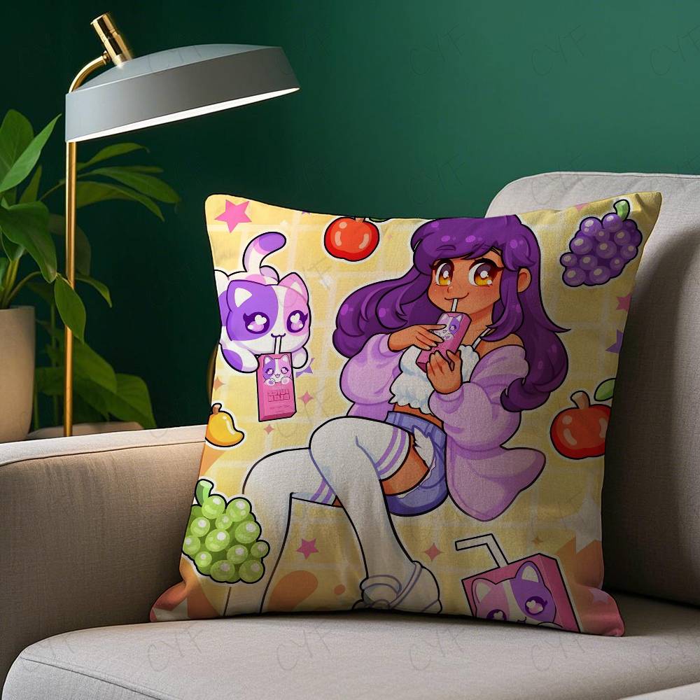 Cartoon A-Aphmau Decorative Pillow Case Custom Printed Brushed Fleece Pillow, Baby Skin-Touch, Eco-Friendly Dye-Sublimation Cush