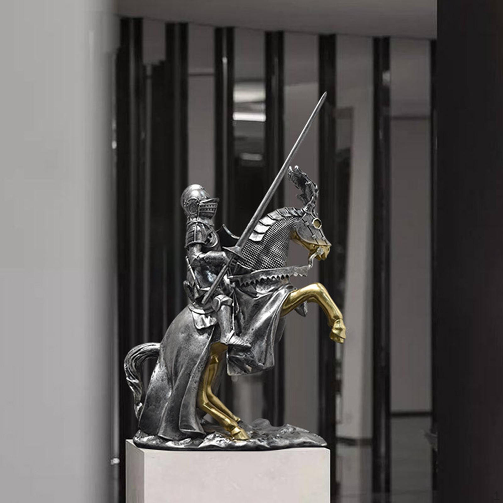 

Knight Figurines Decorate Statue Resin Sculpture Abstract Figure Gifts Art Medieval Europe