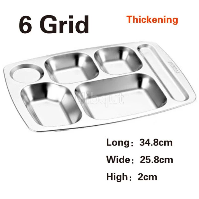 

Rectangular adult student canteen plate Dividing tableware Army dinner lunch box grid plate 304Stainless steel fast food plates