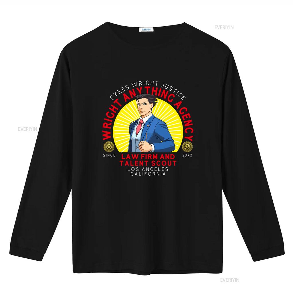 Ace Attorney Wright Anything Agency Navy T Shirt for Adult Los Angeles California Law Firm Design vintage Washed Unisex