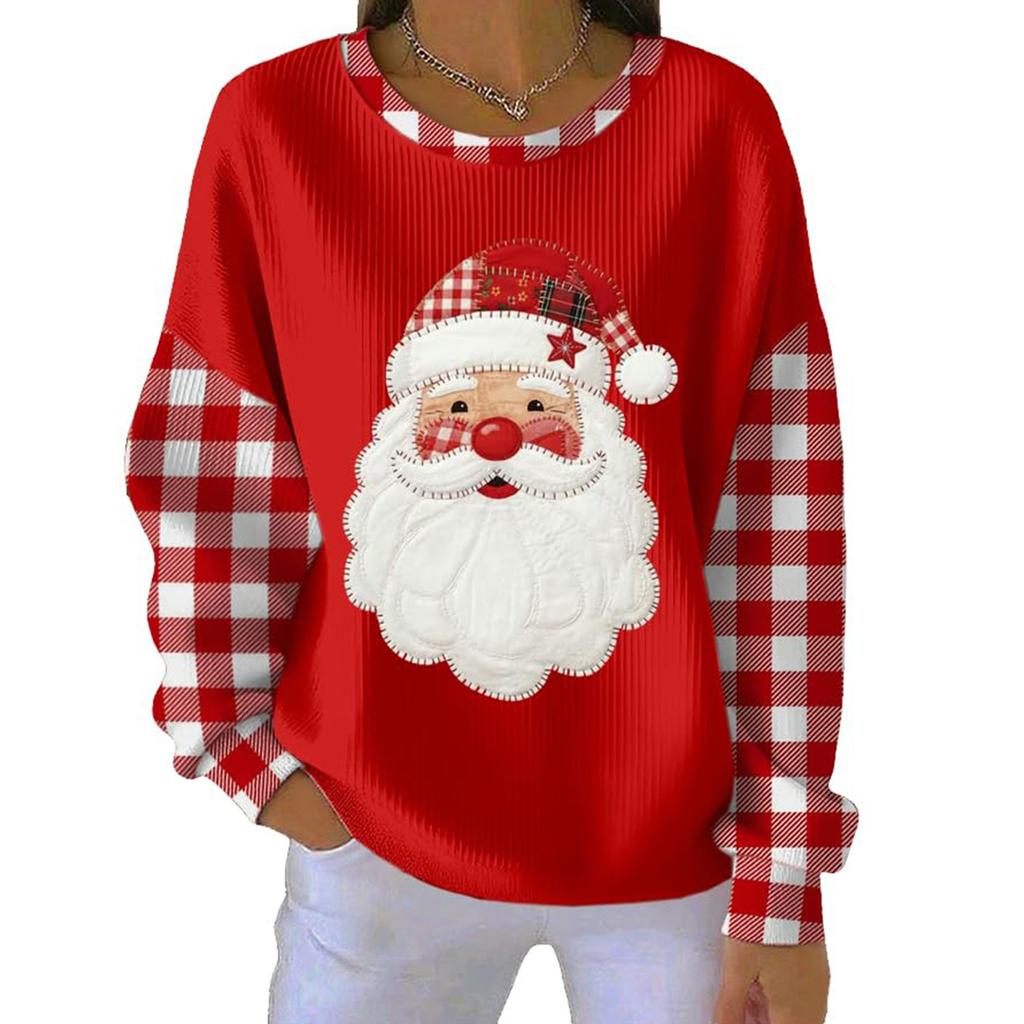 Women's Loose Comfortable Casual And Fashionable Round Neck Christmas Pattern Long Sleeved Sweatshirt