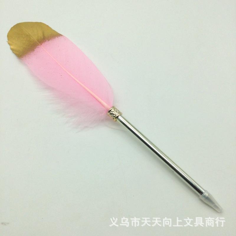 

Перьевая ручка, шариковая ручка, европейская винтажная шариковая ручка с пером, шариковая ручка с пером с золотым напылением, рождественский подарок, ручка для подписи на свадьбу 0.7 розовый