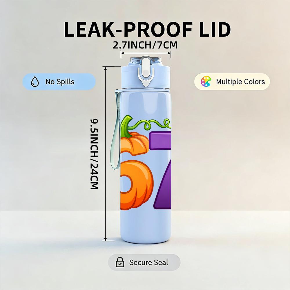 1PC 67 Grape Fruit Creative Lettering 750ml Color Plastic Water Bottle Leakproof Flip Straw Lid For Sports Office Home Use