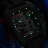 New Business Cool Wine Barrel Shaped Hollowed Dial Men's Wristwatch Silicone Strap Waterproof Luminous Quartz Male Watch