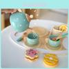 Wooden Kid Tea Play Set With Sweets And Pots For Educational Role Play Imaginative Fun