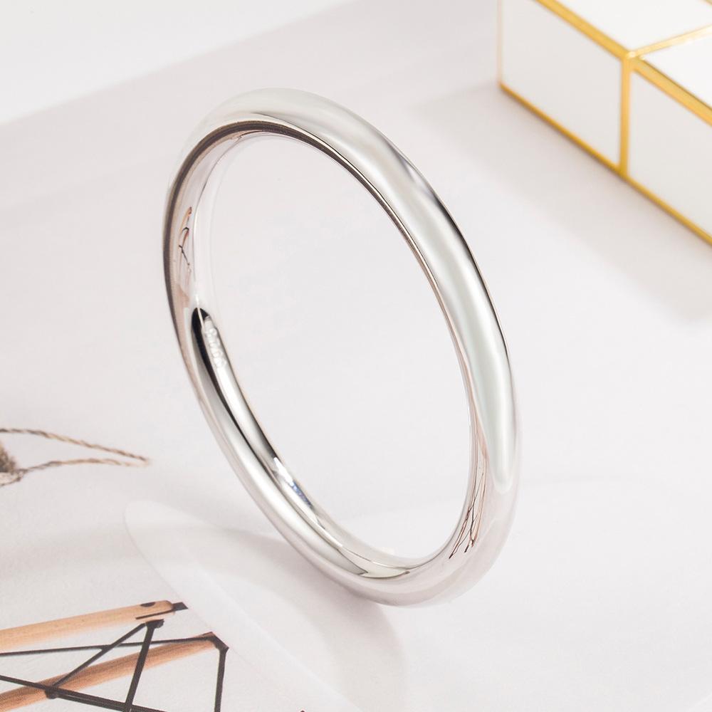 Solid 7Mm Simple Bracelet Unisex Bracelet Electroplated Thick Rhodium Gold Jewelry