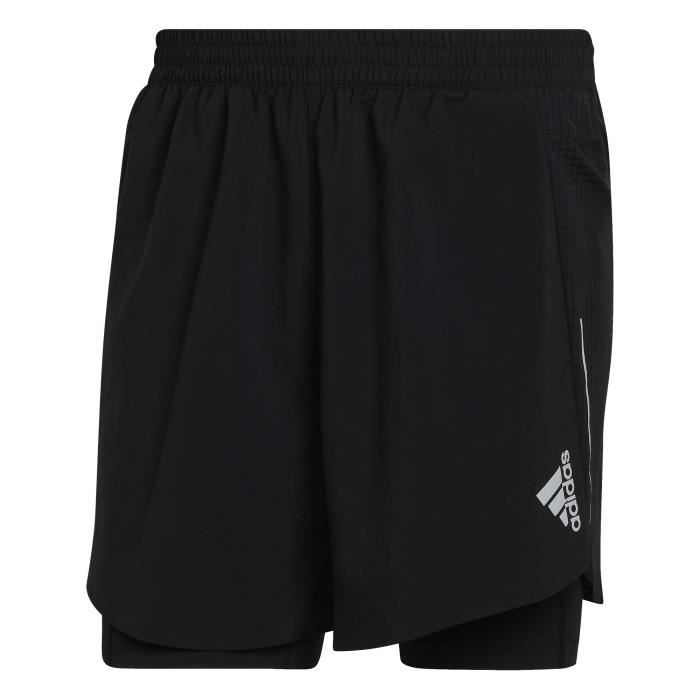 Short de Running 2 en 1 - adidas - Designed 4 - Noir - Respirant - Poche anti-transpiration