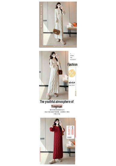 Maternity Winter Sweater Dress - Plus Size Long Skirt for Expectant Mothers (2025 High-End Style)