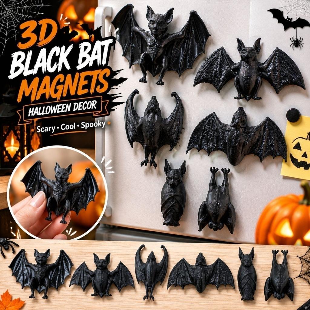 3D Bat Shaped Magnetic Refrigerator Sticker Halloween Themed Decorative Magnet for Kitchen Office and Home Use Durable Lightweight Design