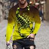 Spring and Autumn Round Neck 3D Scorpion Pattern Printed Top Fashionable Casual Long Sleeved Men's T-shirts