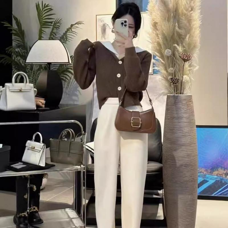 Sweet splicing fake two-piece knitted cardigan women's autumn and winter niche simple versatile and thin hooded sweater jacket