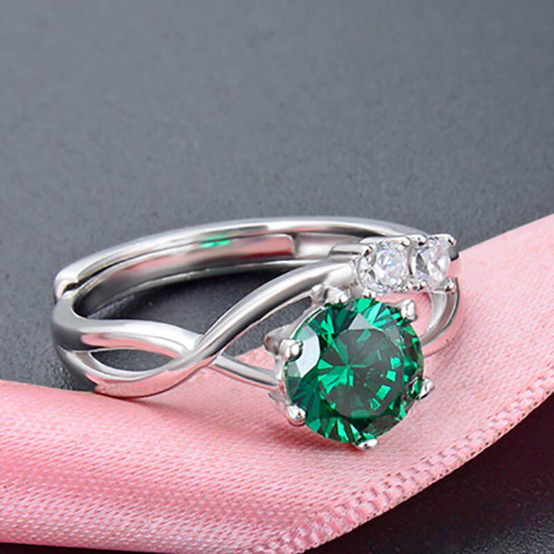 

Танцизное женское классическое кольцо из стерлингового серебра 925 пробы с цирконом, женские ювелирные изделия, свадебное обещание, подарок для вечеринки Resizable зелёный