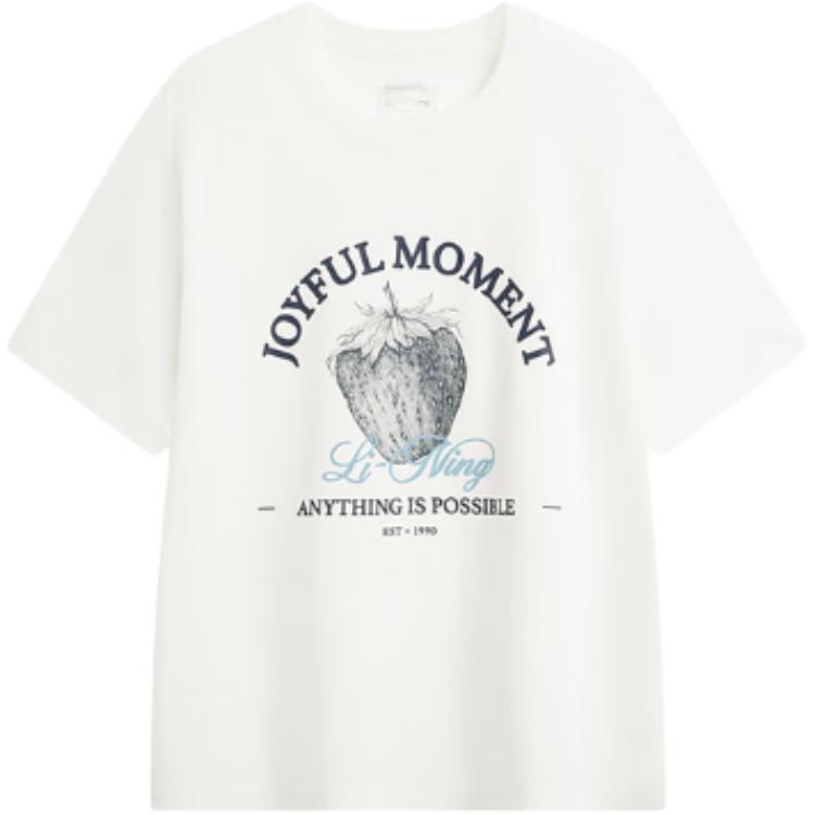 

Li Ning Серия спортивной моды Принт с буквами Дышащая Универсальная Свободная Футболка с коротким рукавом Женские футболки AHSV454-1 L