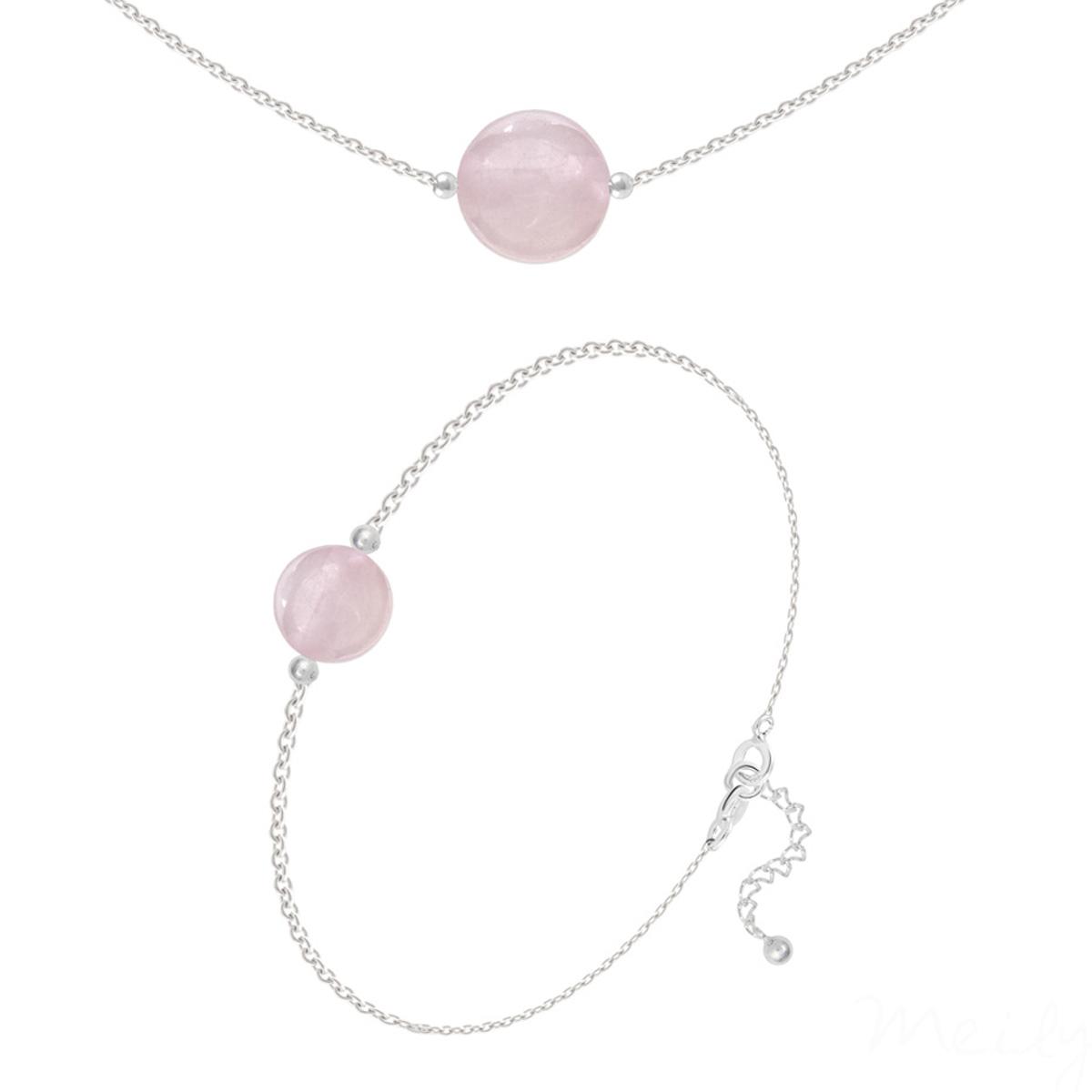 

Les Trésors De Lily [R5983] - Серебряный набор Artisan Mineralia , серебро, розовый кварц - 10 и 8 мм (колье и браслет)