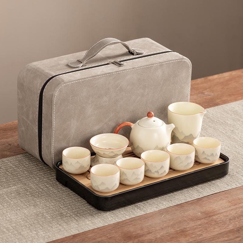 Dragon Egg Teapot Huang Ru Kiln Travel Kung Fu Tea Set Household Portable Teacup Teapot Light Luxury Business Gifts