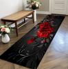 Black Red Rose Floral Runner Rug Non Slip Washable Long Hallway Carpet for Kitchen Bedroom Gothic Home Decor