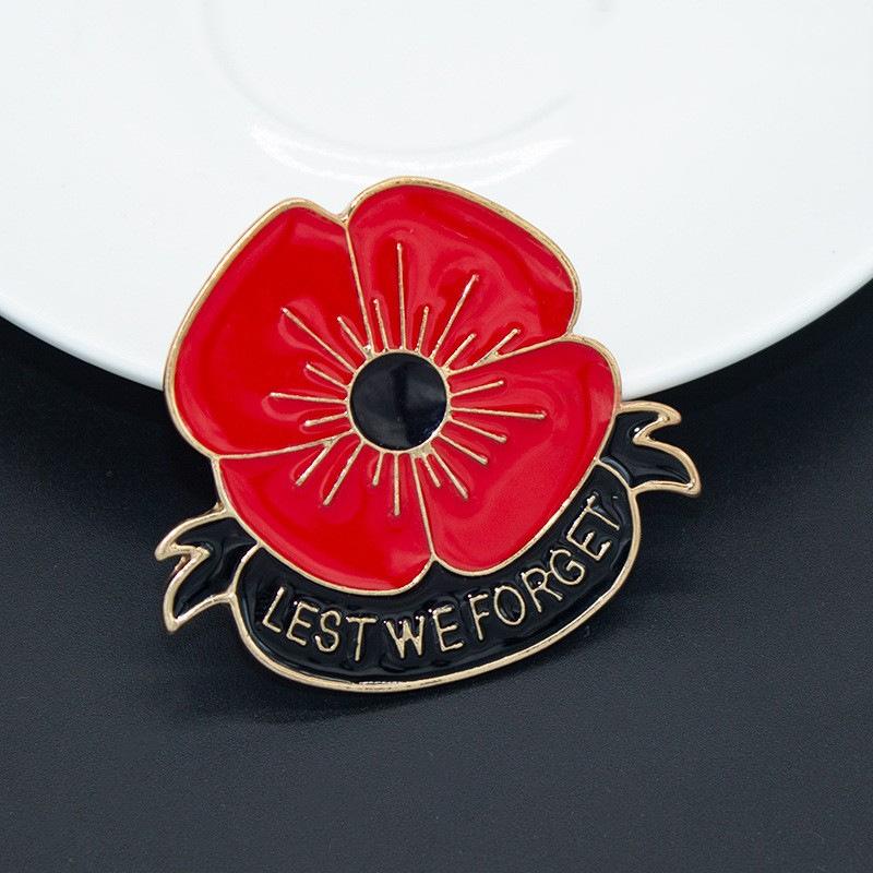 Women's brooches red black flower brooch for clothing fashion accessories lest we forget