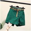 2024 Korean Style Slimming Linen-Cotton Elastic Waist Slit Shorts for Women