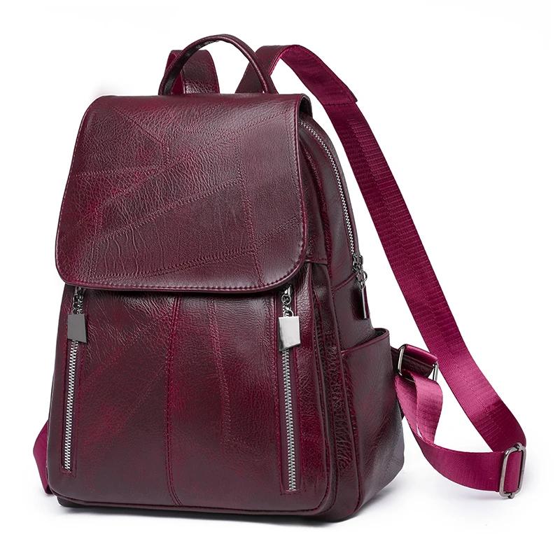 Large Capacity Soft Solid Women's Backpacks Zippered Interior Pocket High-Quality Bags Fashion Compartments