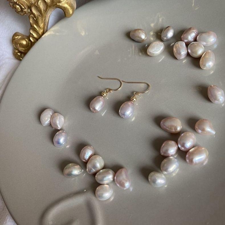 Natural Baroque special-shaped lavender romantic lavender pearl earrings personality temperament French elegance stud earrings women