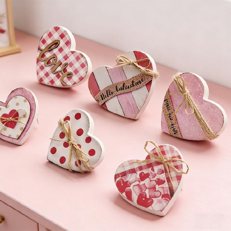 6 Purpose Valentines Desktop Ornaments Heart Shaped for Party and Wedding Decorations