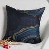 4 Pièces Housse de Coussin Marbre Bleu Marine Doré Double Face, Housse de Coussin Décorative Abstrait Encre de Luxe (Sans inserts)