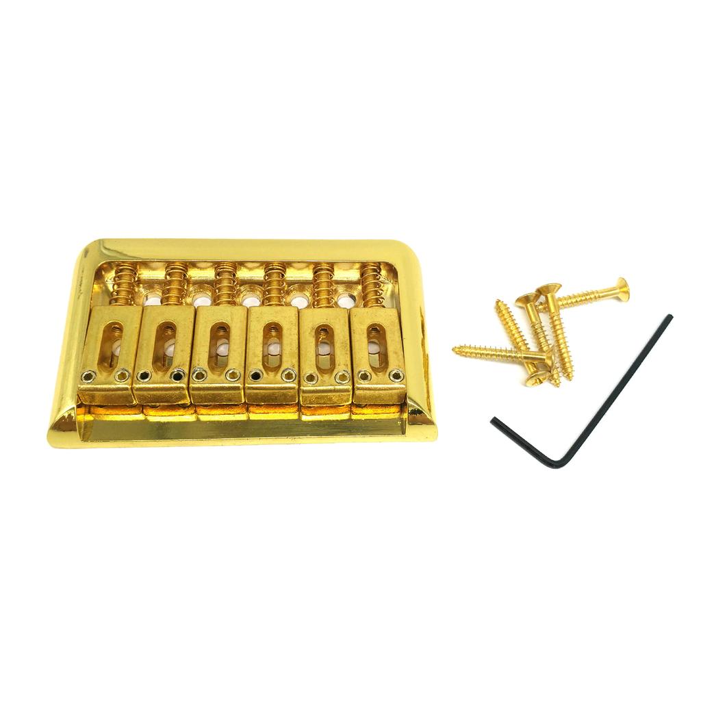 Adjustable 6 String Guitar Bridge with Wrench & Screws Metal Fixed Top Load Guitar Tailpiece Guitar Fixed Bridge