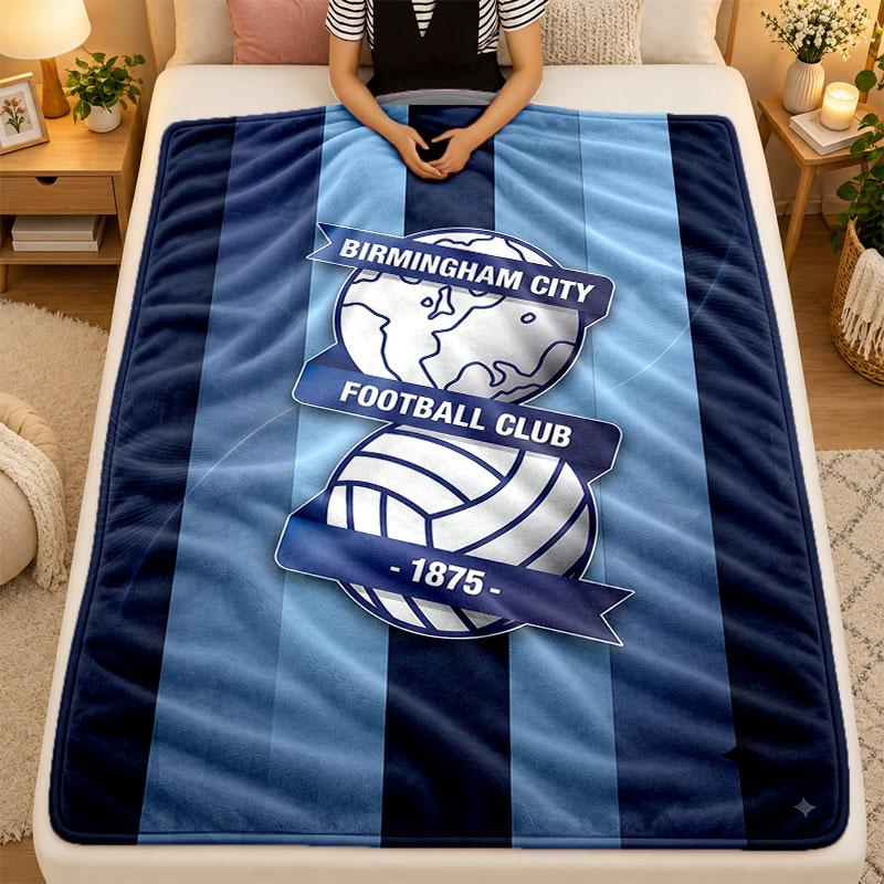 Flannel BlanketBirmingham City Warm Soft Throw Blanket for Indoor Sofa Bed Living Room Use