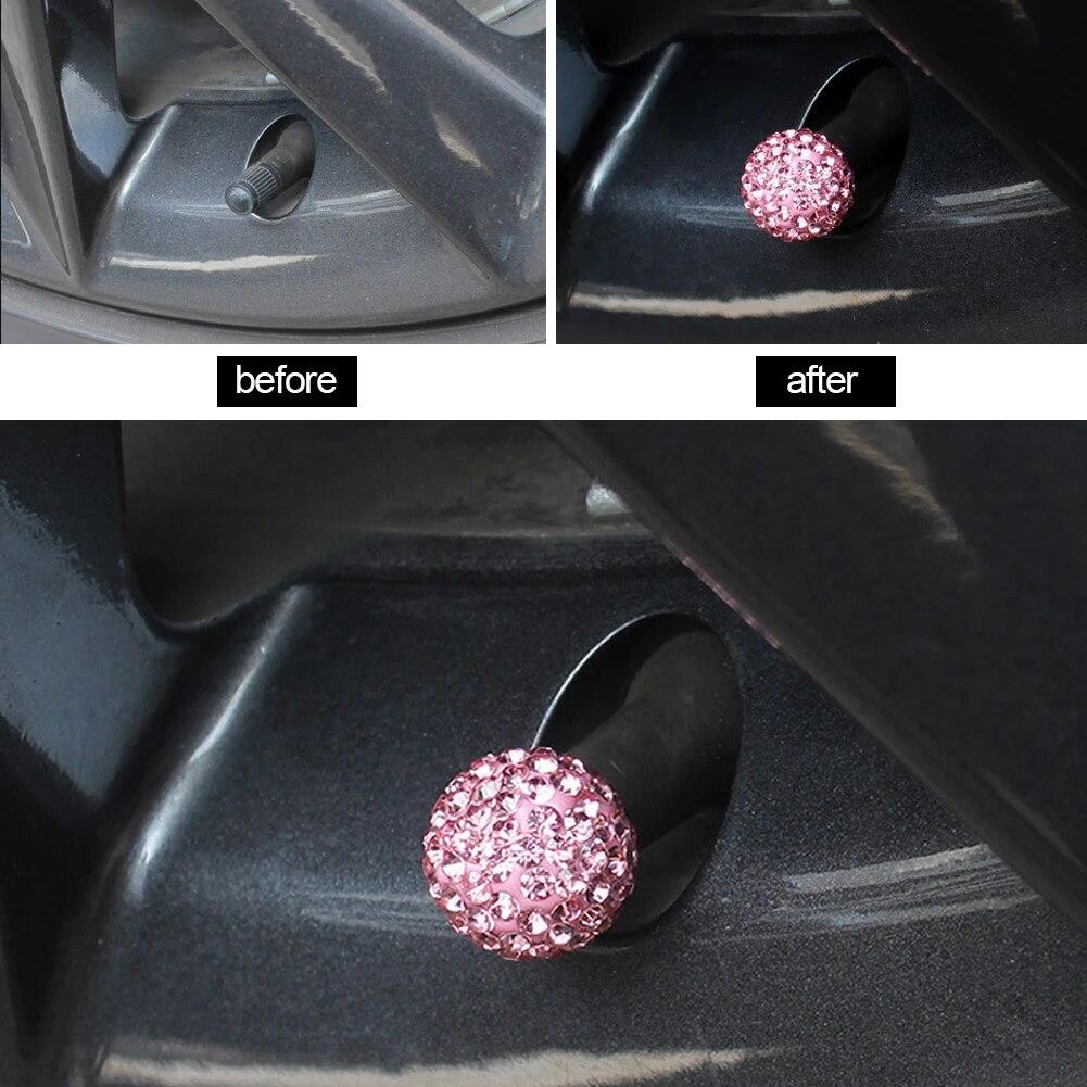 4 szt. Kryształowe nakładki na zawory opony samochodowej diamentowe błyszczące pyłoszczelne pokrywa zaworów koła pojazd Bling ozdoby samochodowe Charms Decor akcesoria samochodowe