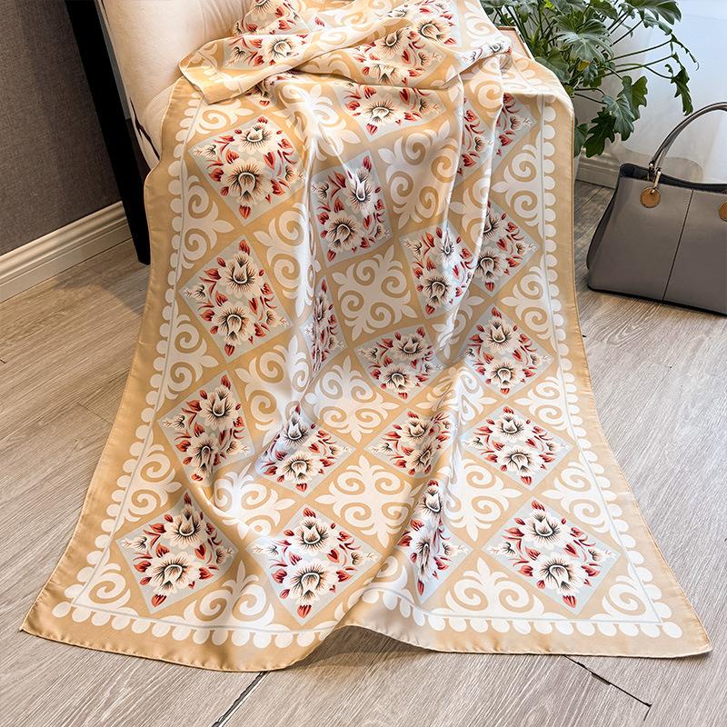Cashew Flower Fashion Shawl Spring And Summer Imitation Silk Decorative Scarf Women'S Retro Temperament Outer Decorative Scarf