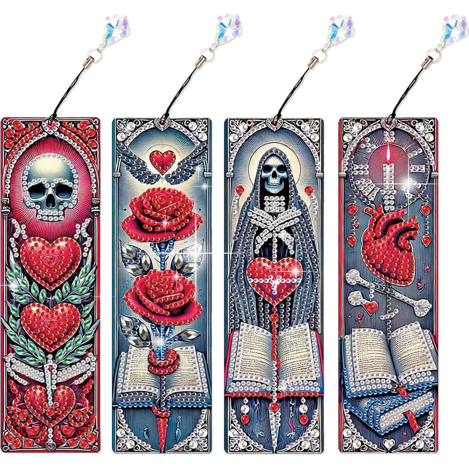 

4Pcs Halloween Themed DIY Diamond Painting Bookmark Diamond Bookmark Art Projects for Beginners Ideal Choice for Home Office Use