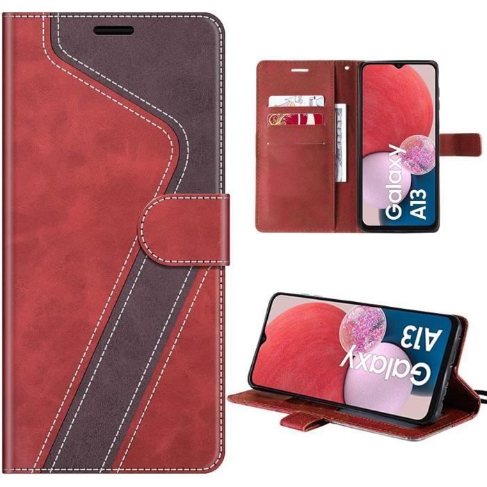 Coque de protection - Samsung - Galaxy A04s/A13 5G - Rouge - Cuir PU - Support pliable