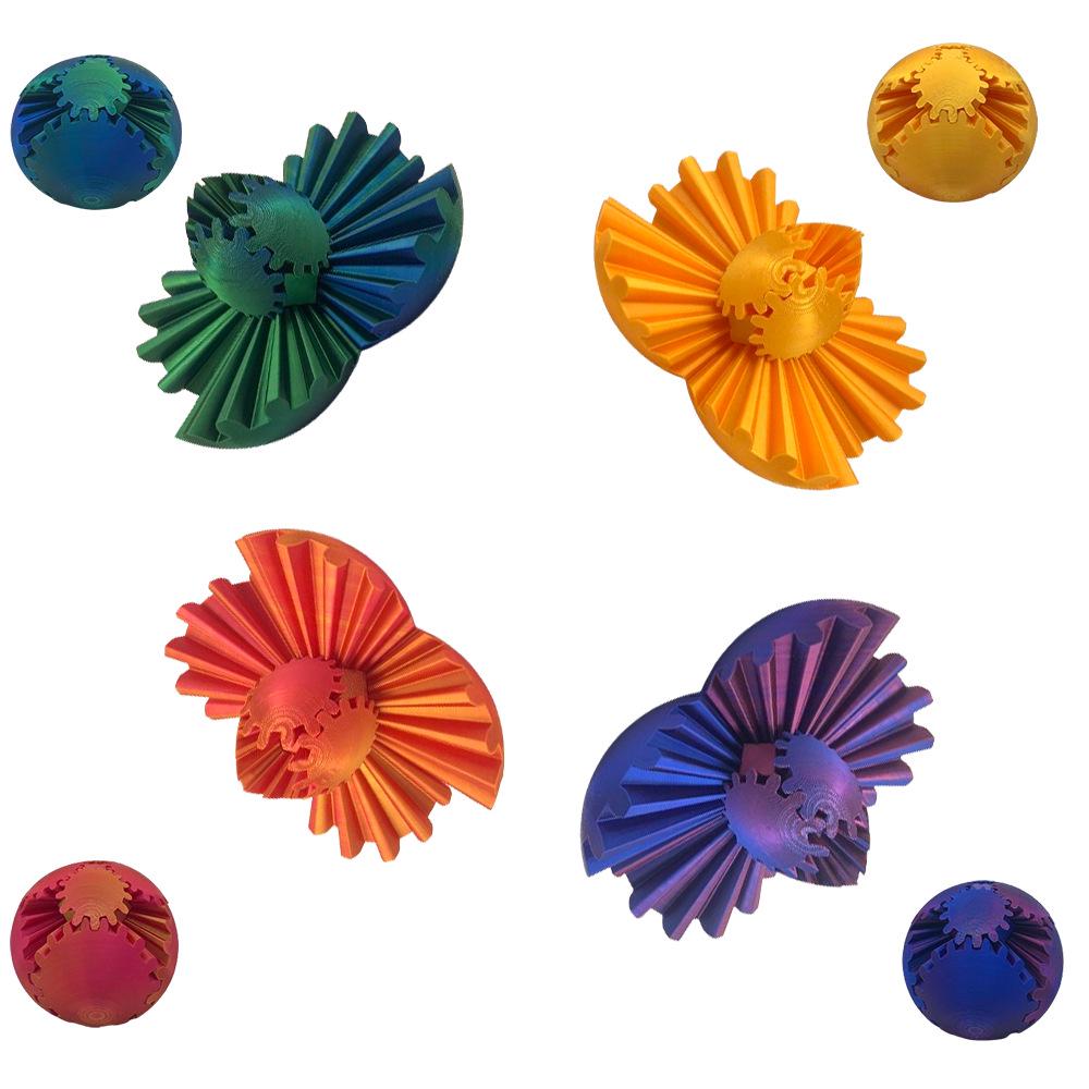 3D Printed Gear Spin Ball - Rotating Gear Ball Toy