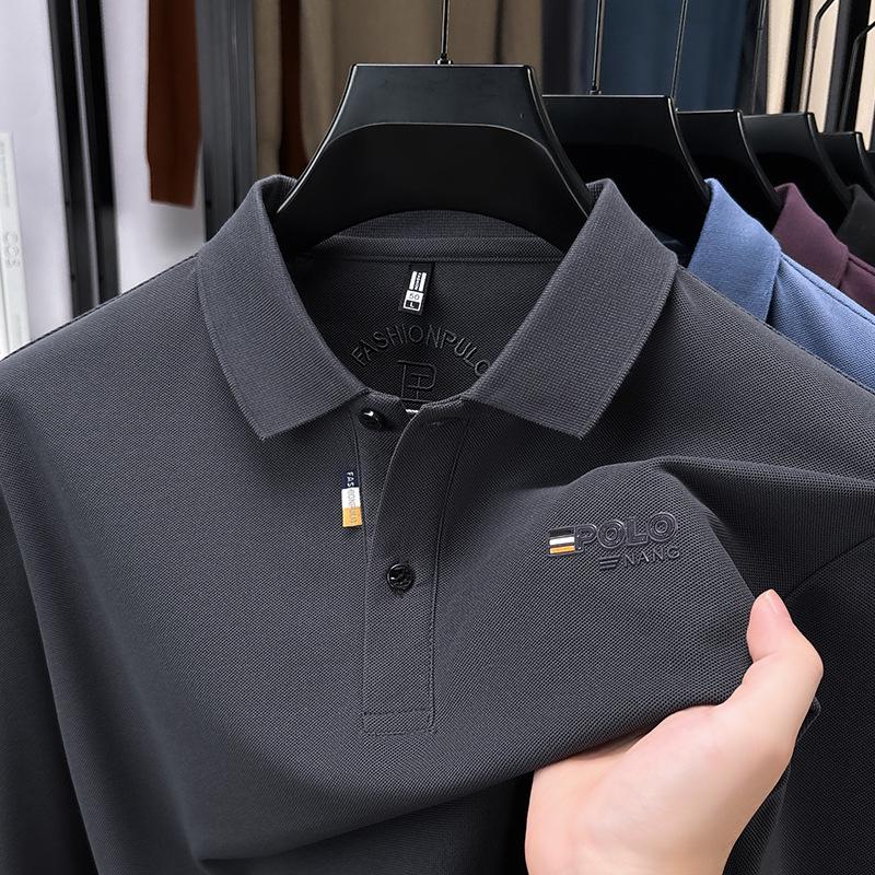 Men's Long Sleeve Lapel Polo Shirt - Versatile Casual Base Layer for Spring and Autumn.