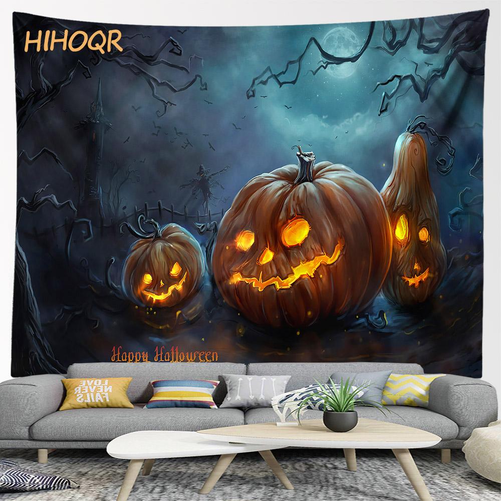 Happy Halloween Pumpkin Tapestry Wall Hanging Boho Room Decoration Large Cloth  Aesthetic Home Party Backdrop